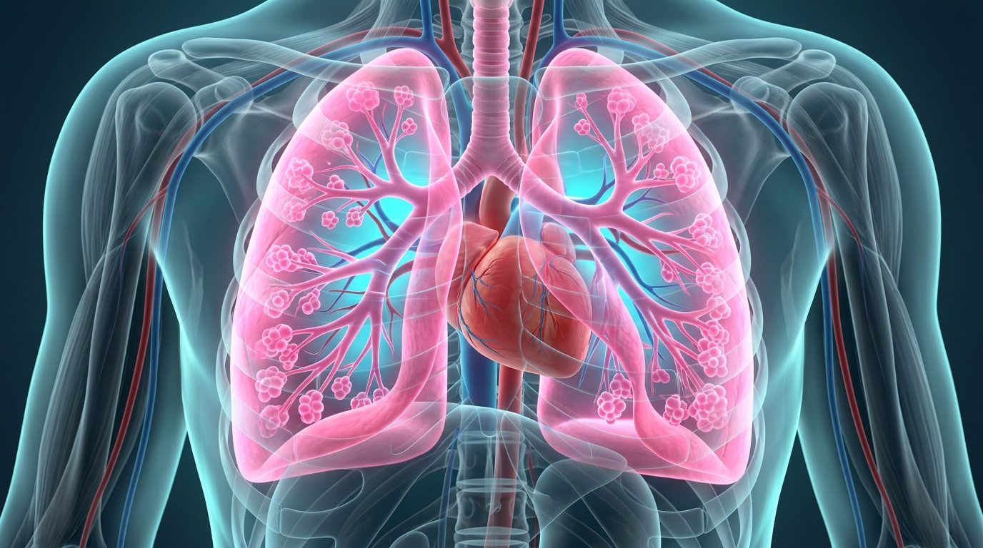 Clean healthy human lungs with vibrant pulmonary tissue and bronchial tree